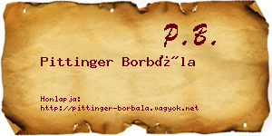 Pittinger Borbála névjegykártya